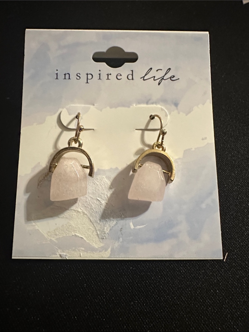 Inspire Pink Stone Drop Earrings - Gold Accents
#58